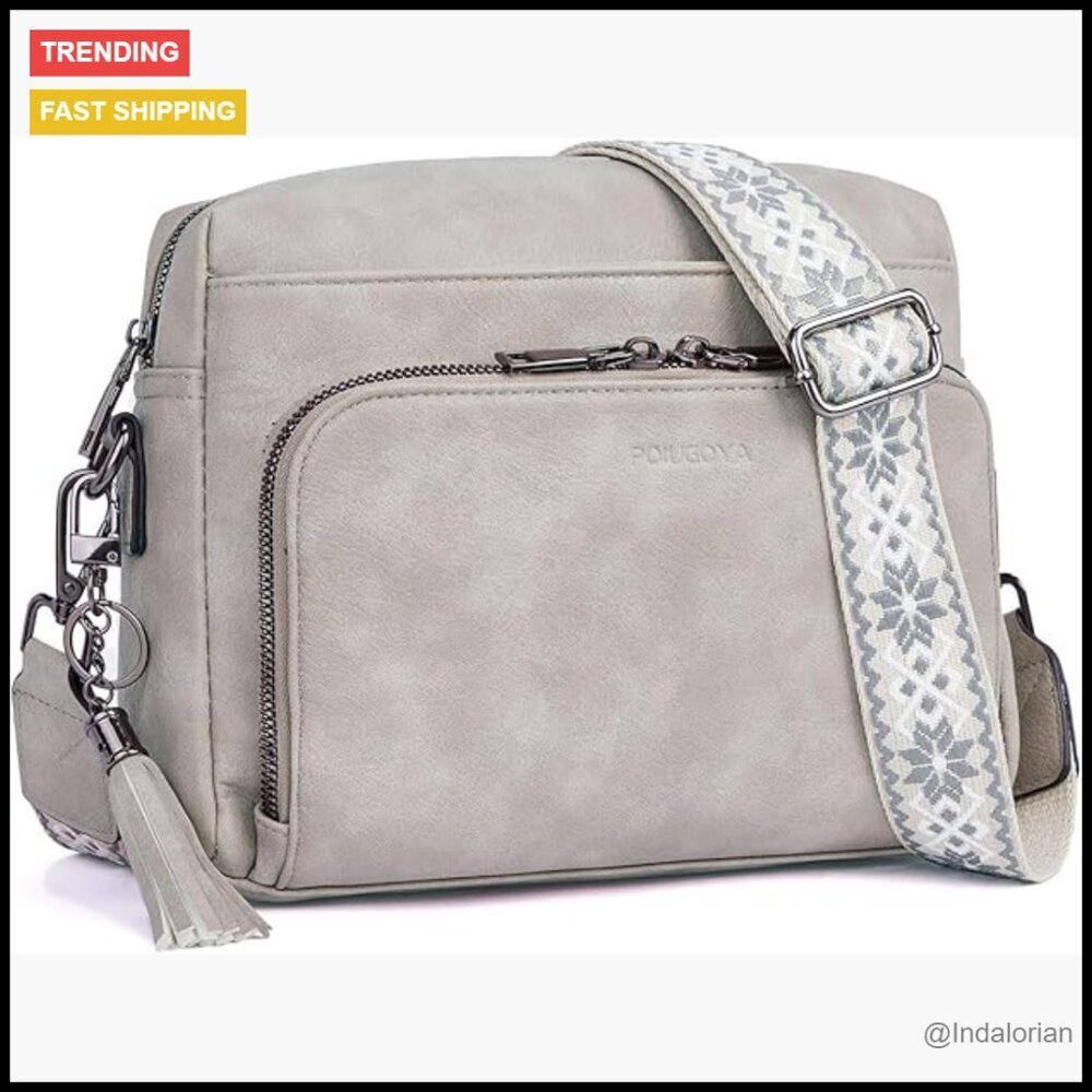 Vegan Leather Crossbody Purse with RFID Wallet Medium Size Chic Travel Bag